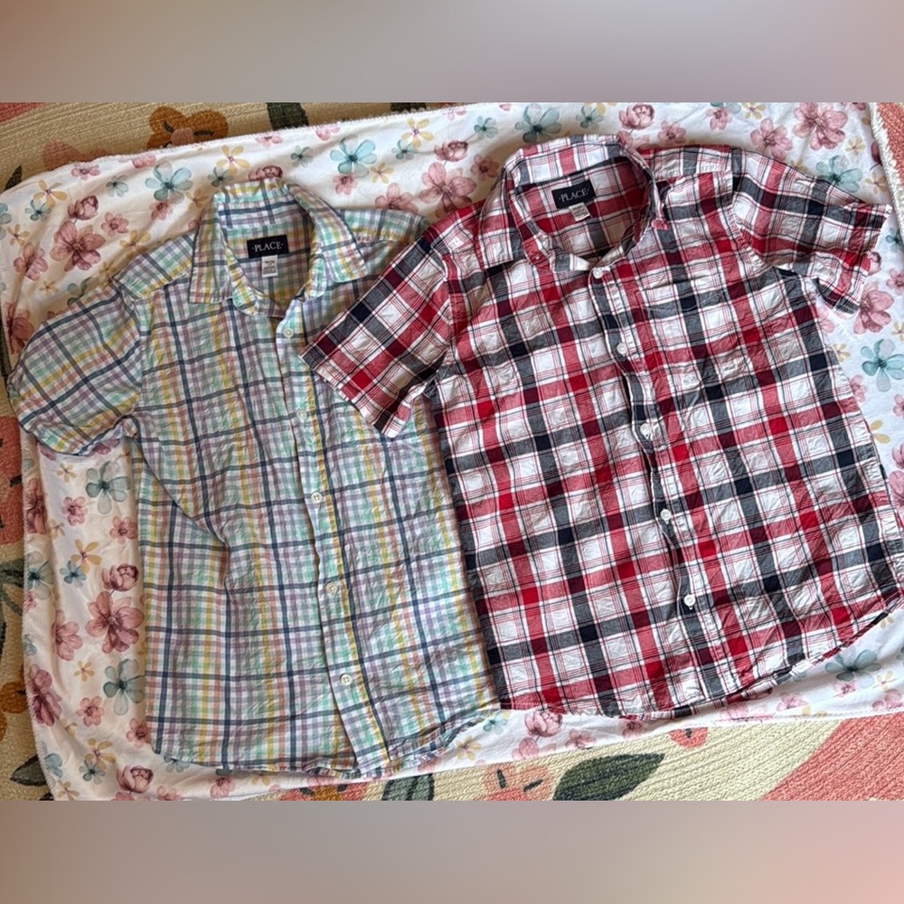The Children’s Place Boys Large Cotton Button Down Short Sleeve Shirts 10/12
